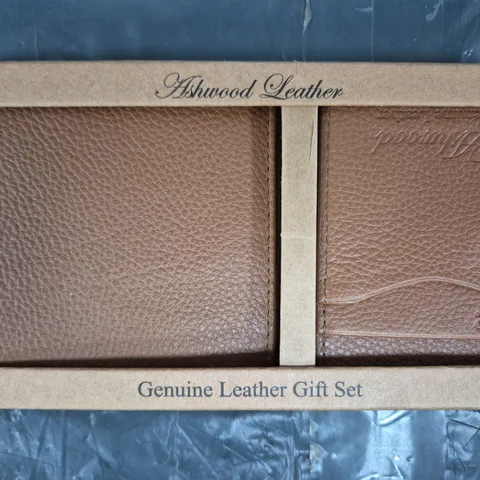 ASHWOOD LEATHER WALLET & CARDHOLDER GIFT SET IN TAN