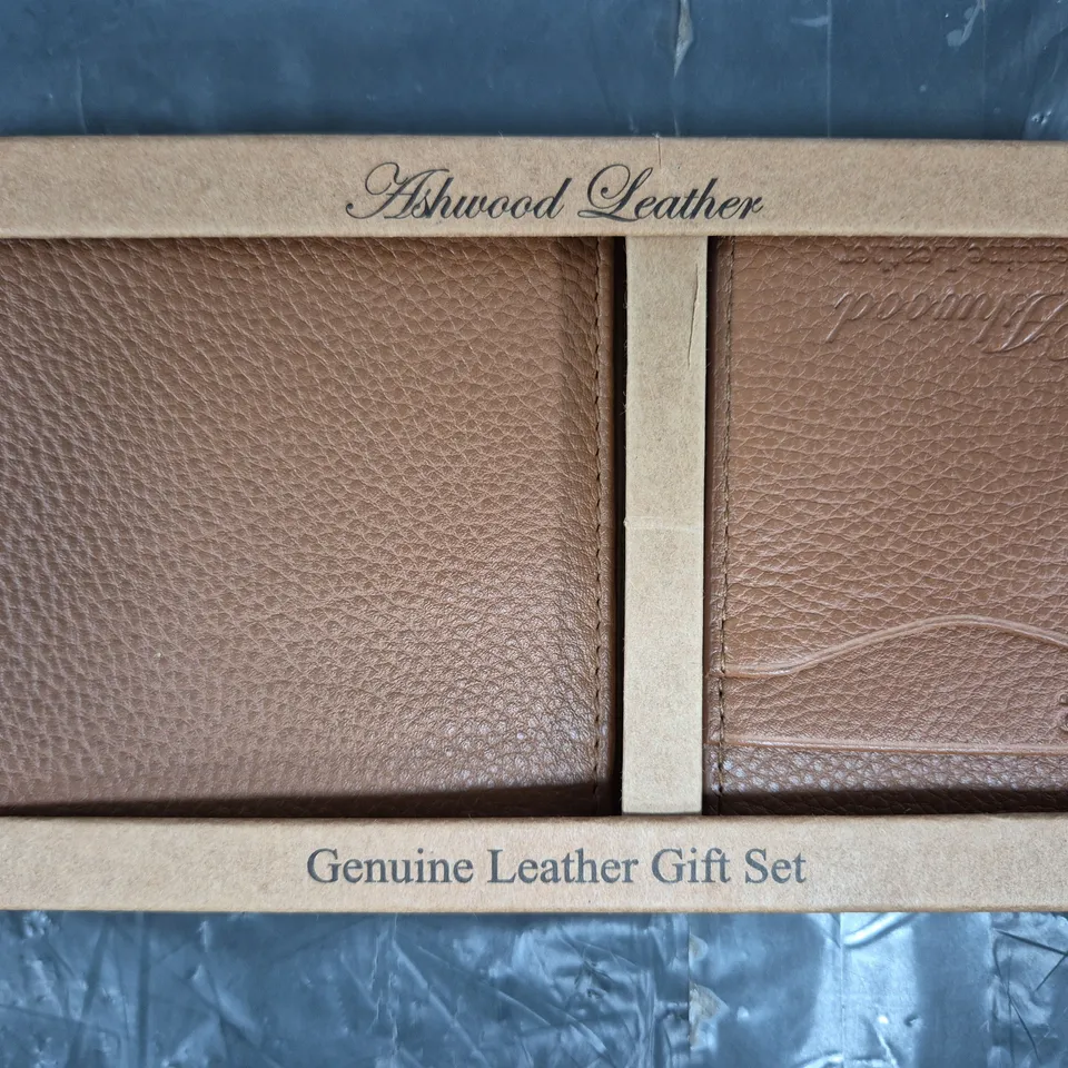 ASHWOOD LEATHER WALLET & CARDHOLDER GIFT SET IN TAN