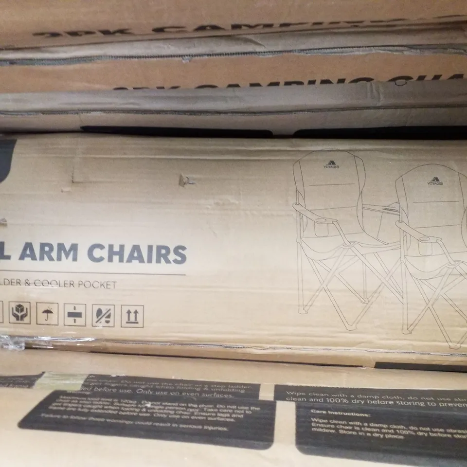 BOXED VOYAGER 2PK COOL ARM CHAIRS WITH CUPHOLDER & COOLER POCKET - RED