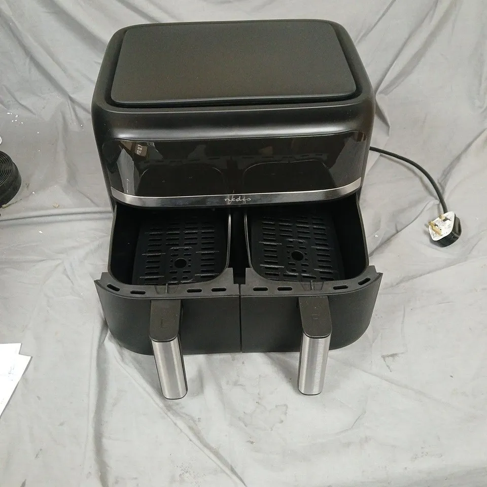 NEDIS DIGITAL DOUBLE HOT AIR FRYER – BLACK, 2 X 3.8 LITRE CAPACITY