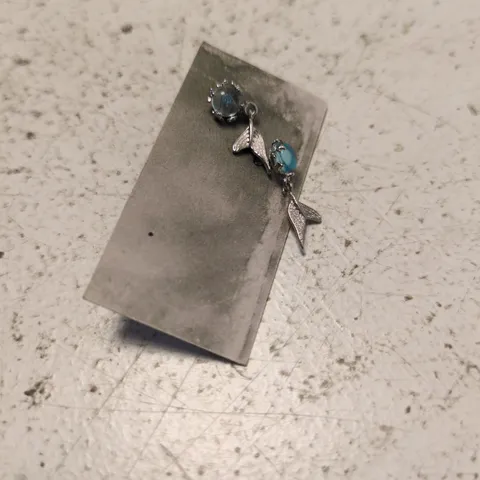 SILK PURSE SOW'S EAR - SILVER-TONE TURQUOISE DROP EARRINGS ON DISPLAY CARD