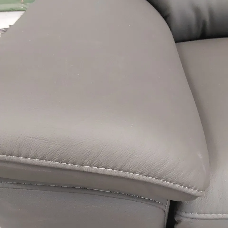 DESIGNER PAVILION LEATHER 3 SEATER POWER RECLINER SOFA - GREY