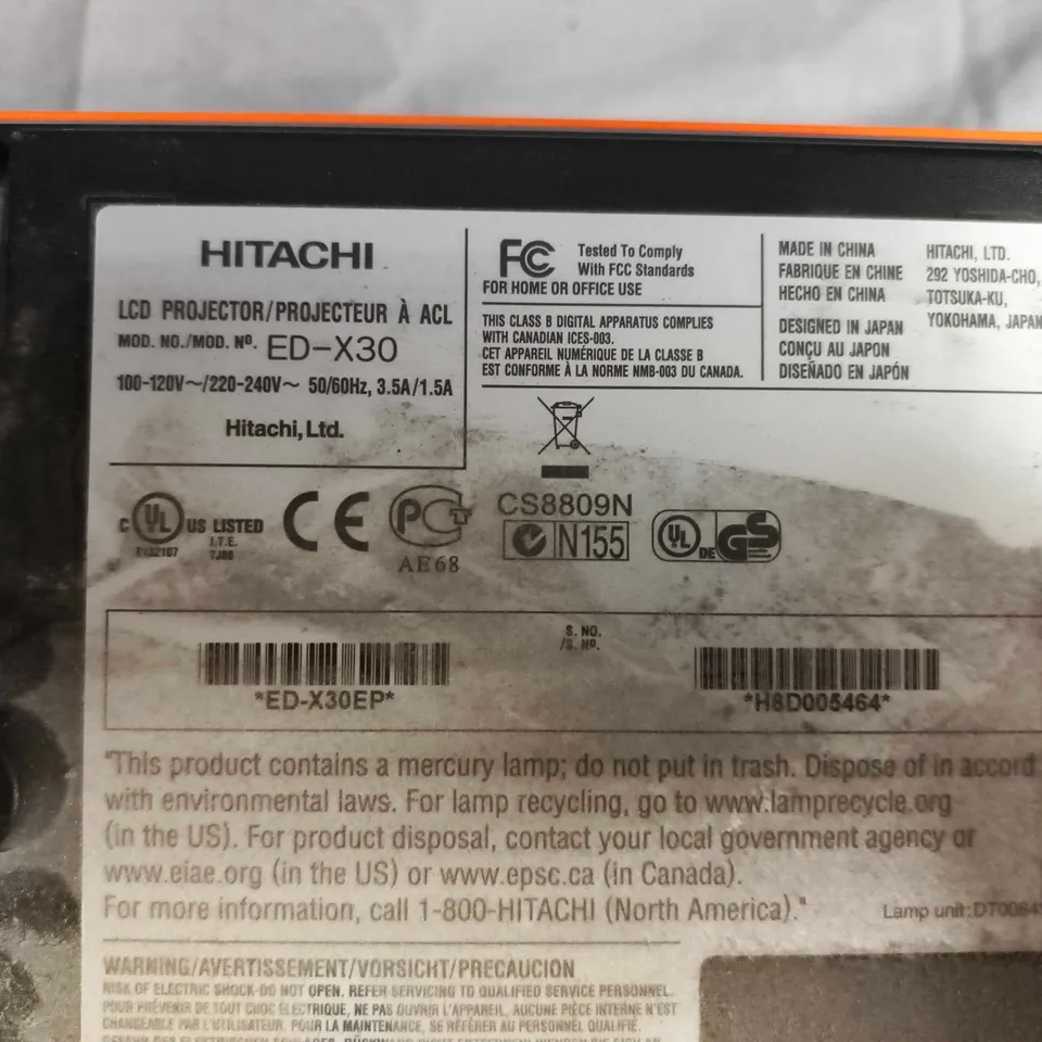 HITACHI ED-X30 LCD PROJECTOR – ORANGE HOUSING