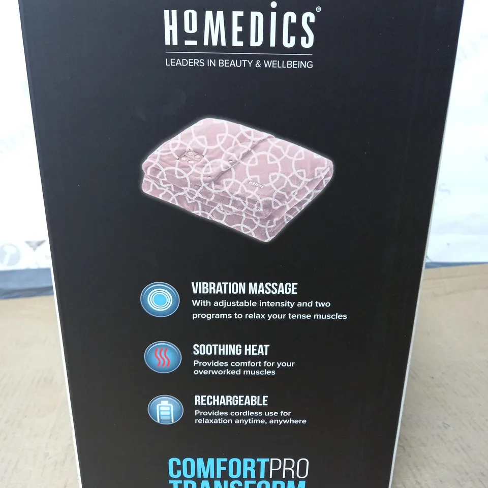 LOT OF 2 BOXED AS NEW HOMEDICS COMFORT PRO TRANSFORM CORDLESS HEATED THROWS