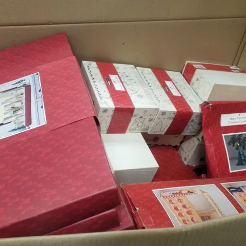 PALLET CONTAINING ASSORTED CHRISTMAS PRODUCTS & DECORATIONS INCLUDING POP UP ADVENT CALENDAR, WOODEN CHRISTMAS BOX, CHRISTMAS CANDLE KIT & CHRISTMAS MARKET PLAY TENT
