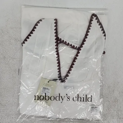 BAGGED NOBODY'S CHILD BEACH TIERED & WHIPSTITCH MINI SUNDRESS IN WHITE SIZE UK 12