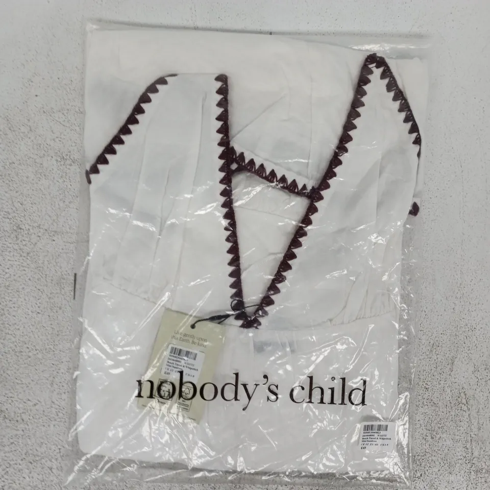 BAGGED NOBODY'S CHILD BEACH TIERED & WHIPSTITCH MINI SUNDRESS IN WHITE SIZE UK 12