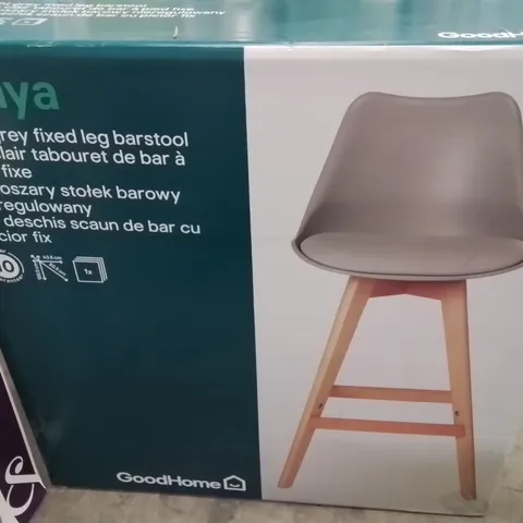 BOXED GOODHOME PITAYA LIGHT GREY FIXED LEG BAR STOOL