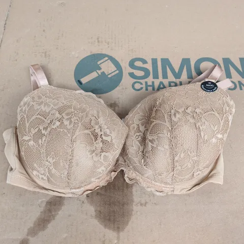 SEXY LACE PADDED PLUNGE BRA NUDE SIZE 36DD
