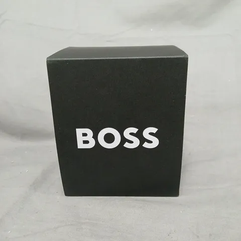 HUGO BOSS STAINLESS STEEL AUTOMATIC WATCH – BLUE DIAL, DATE, BOXED