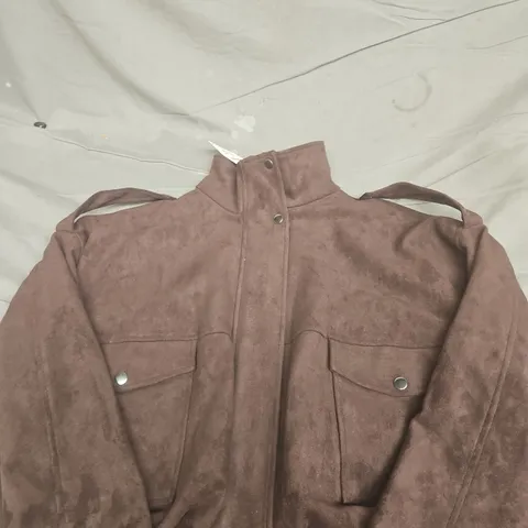 ZARA BROWN SUEDE-EFFECT JACKET, WOMEN'S, SIZE S
