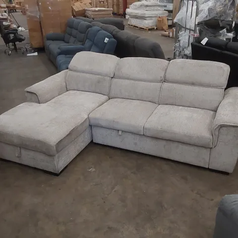 QUALITY DESIGNER FABRIC UPHOLSTERED CORNER SOFA BED WITH STORAGE