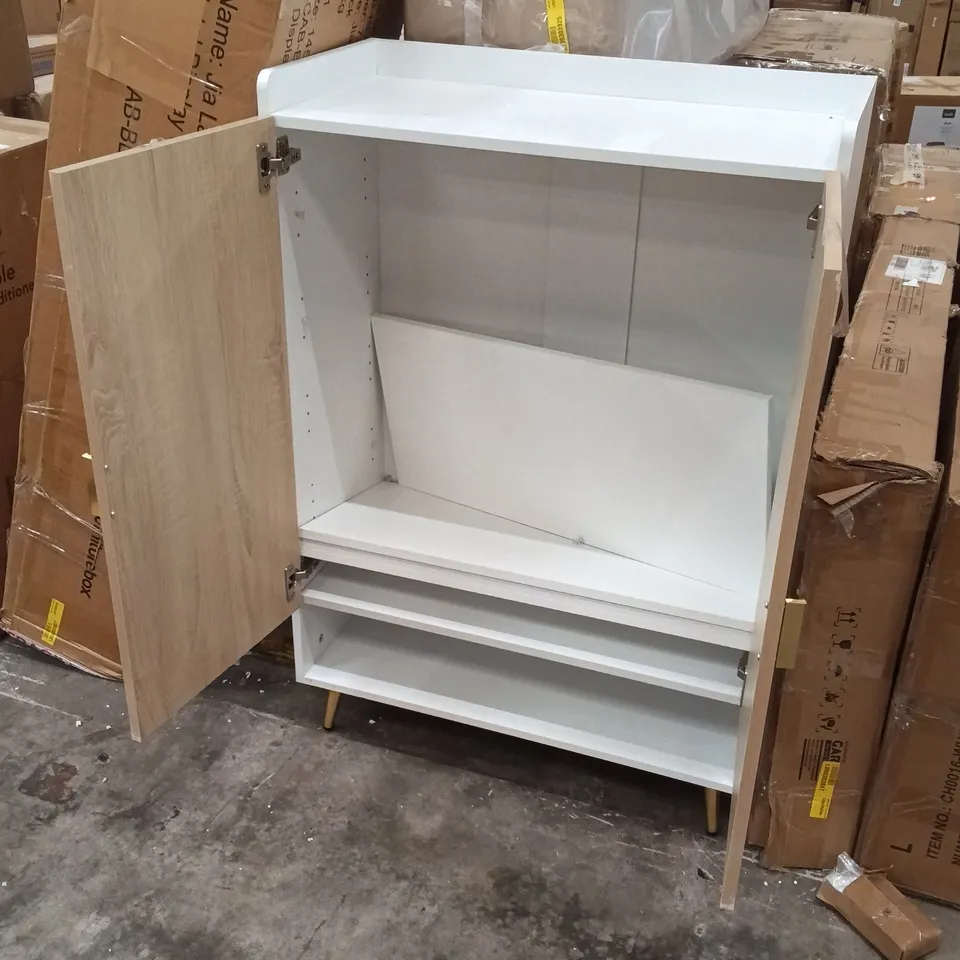 SHOE CABINET - WHITE/NATURAL