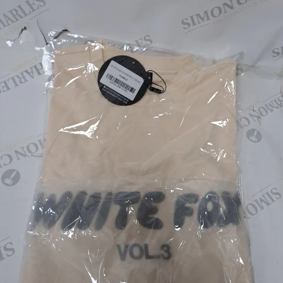 CREAM WHITE FOX OVERSIZED  T-SHIRT SIZE M