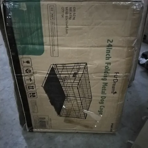 BOXED FURDREAMS 24INCH FOLDING METAL DOG CAGE 