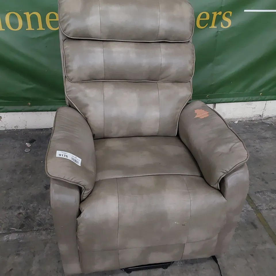 DESIGNER POWER RECLINING EASY CHAIR DAPPLE SILVER LEATHER 
