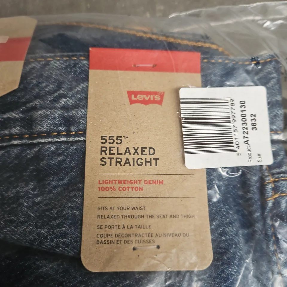 LEVI'S 555 RELAXED STRAIGHT JEANS - 36X32, LIGHTWEIGHT DENIM, 100% COTTON