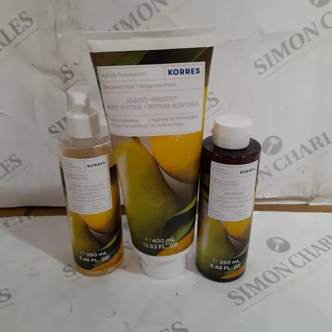 KORRES BERGAMOT PEAR SKINCARE SET TO INCLUDE BODY BUTTER, SHOWER OIL & BODY CLEANSER