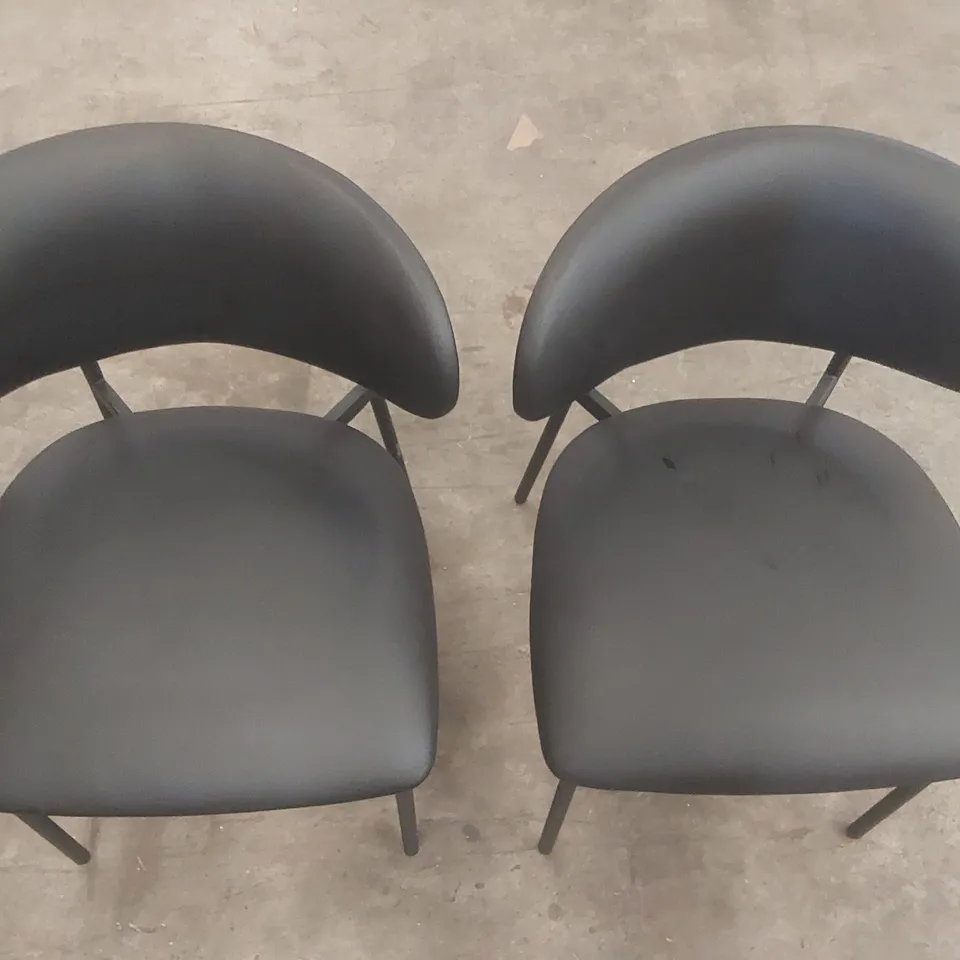 SET OF 2 DANETTI CREE BLACK FAUX LEATHER DINING CHAIR