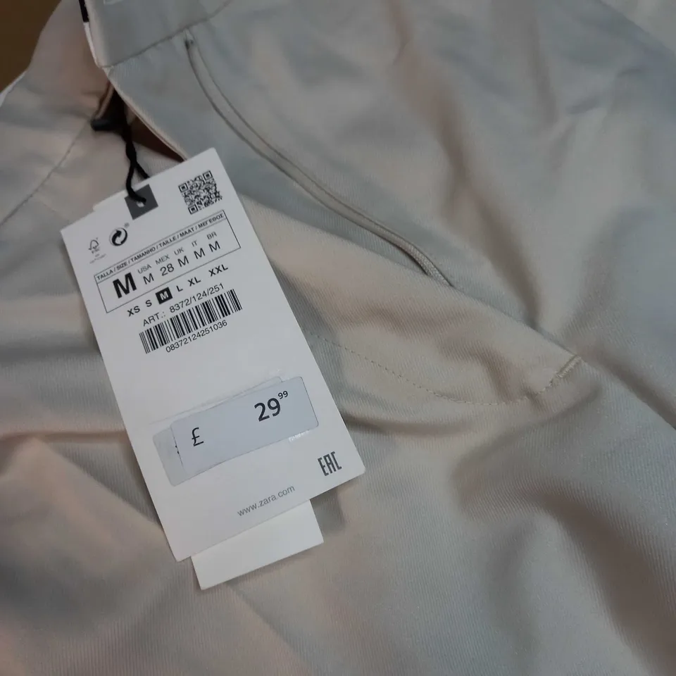 ZARA CREAM WIDE LEG WOMENS TROUSERS - MEDIUM