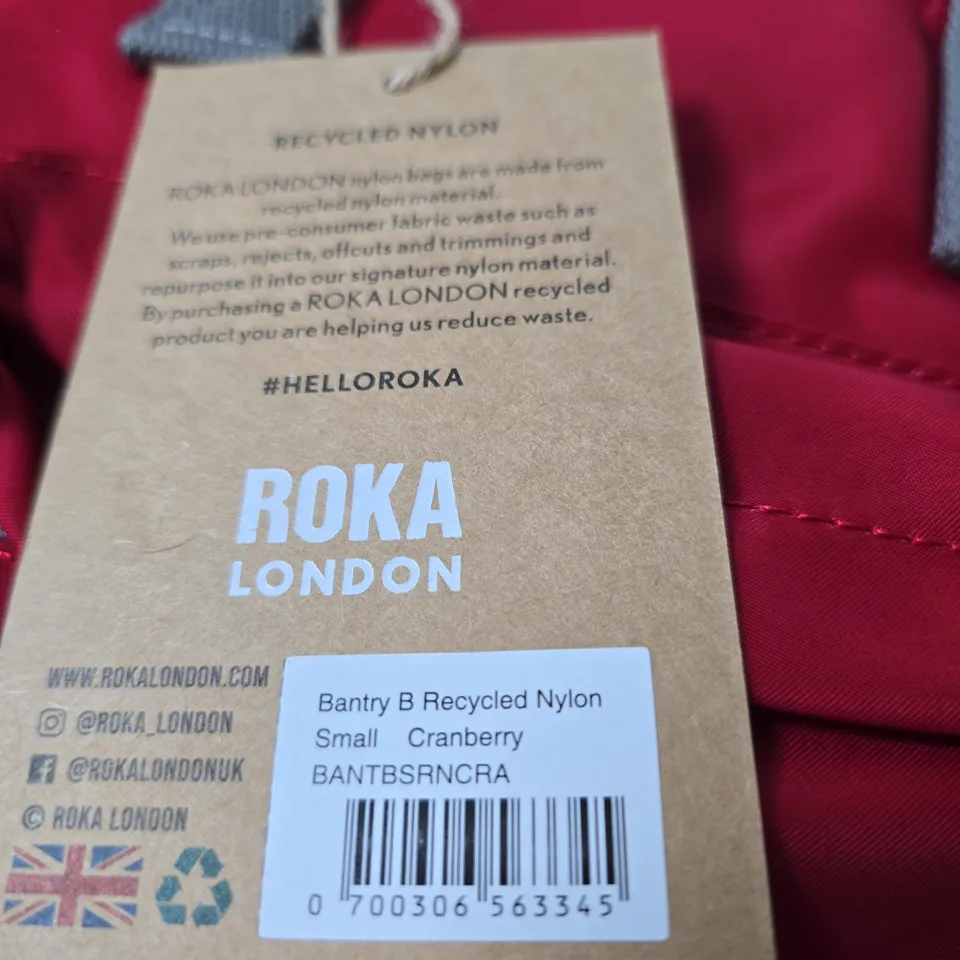ROKA LONDON RED RECYCLED NYLON BACKPACK