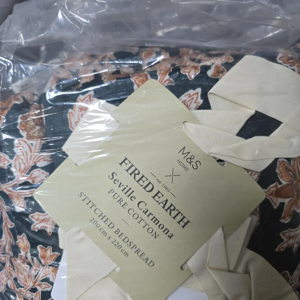 M&S HOME FIRED EARTH SEVILLE CARMONA PURE COTTON BEDSPREAD, 200 X 220 CM