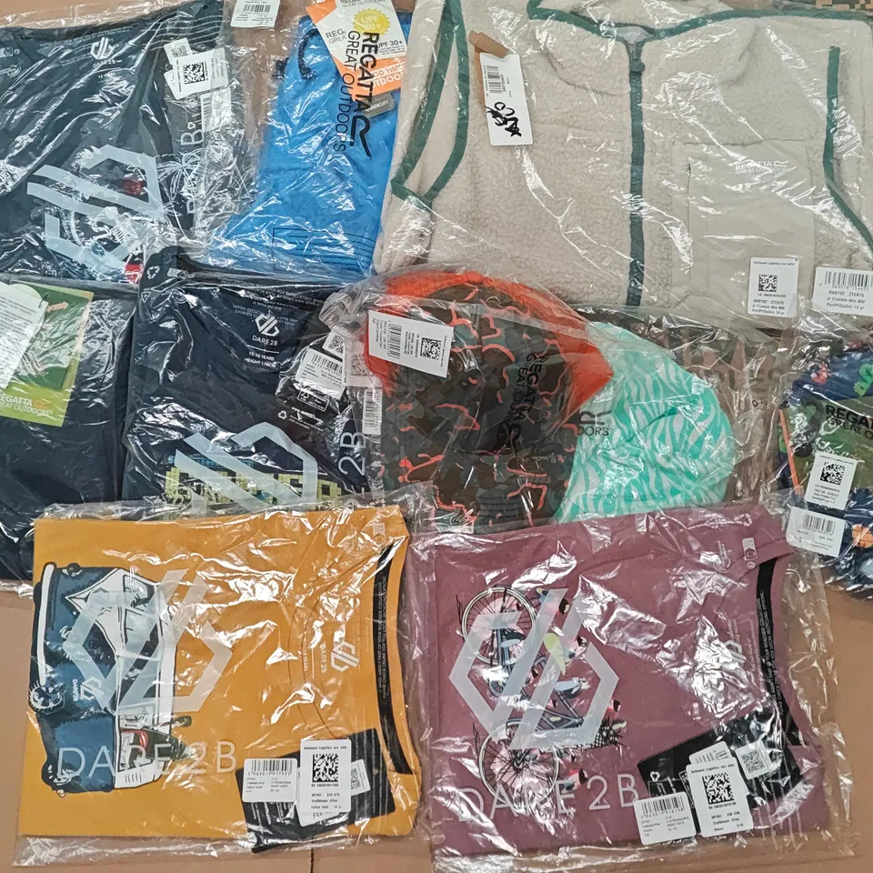 LOT OF 10 ASSORTED BRAND NEW REGATTA KIDS CLOTHING ITEMS TO INCLUDE HATS 7 T-SHIRTS - VARIOUS SIZES