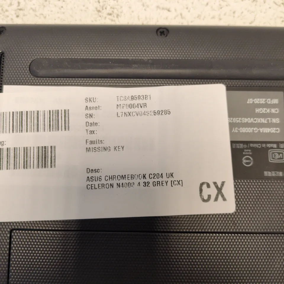 ASUS CHROMEBOOK C204 UK GREY – 4GB RAM, 32GB EMMC, MISSING KEY