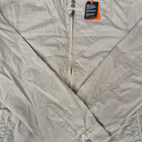 SUPERDRY CLASSIC HARRINGTON ZIP-UP JACKET IN LONDON FOG GREY SIZE LARGE