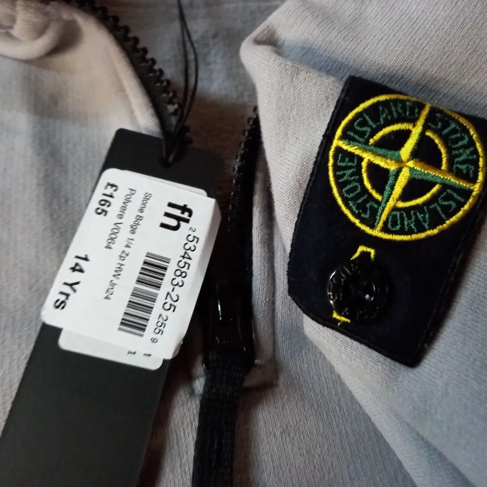 STONE ISLAND JUNIOUR 1/4 ZIP JUMPER IN GREY - 14 YEARS