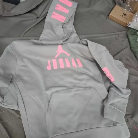 JORDAN GREY HOODIE WITH PINK JUMPMAN LOGO