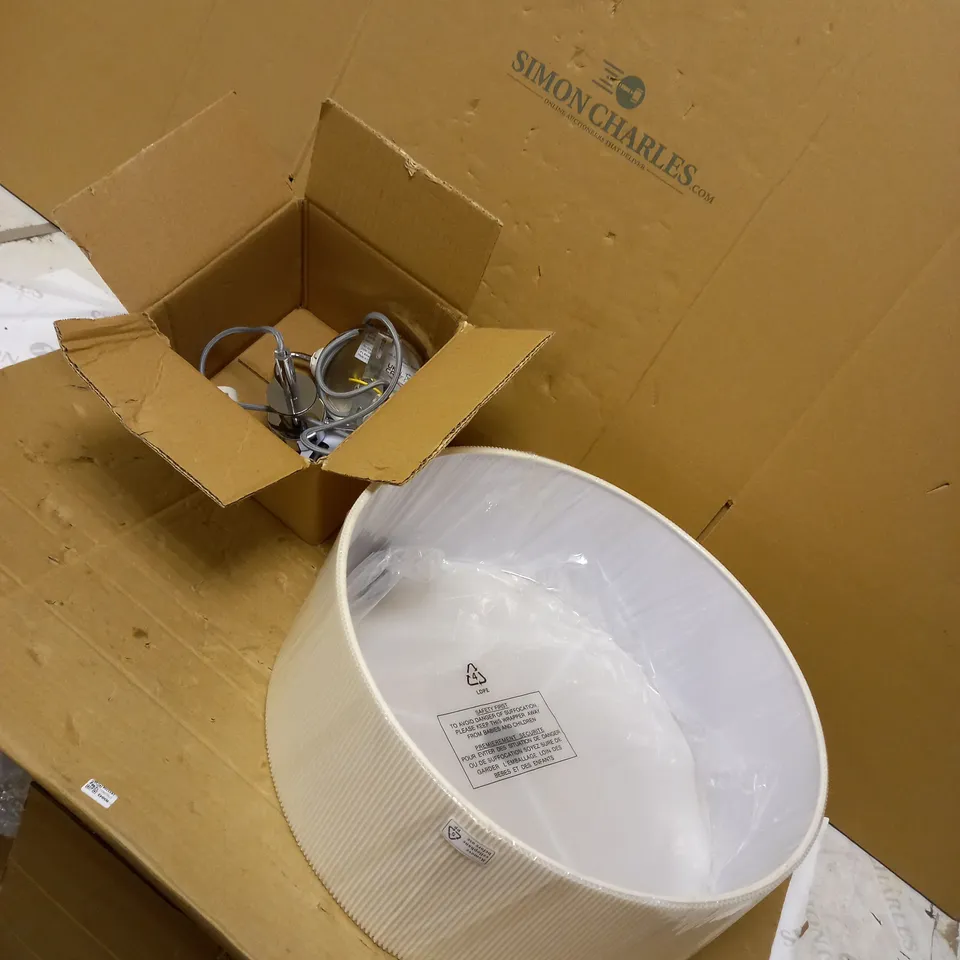 BOXED JOHN LEWIS MICROPLEAT DIFFUSER 3 LIGHT PENDANT SHADE