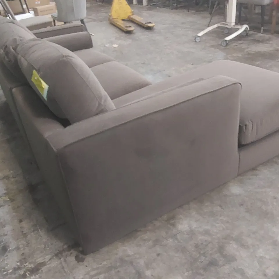 DESIGNER HEATON FABRIC UPHOLSTERED CORNER SOFA - MOLE