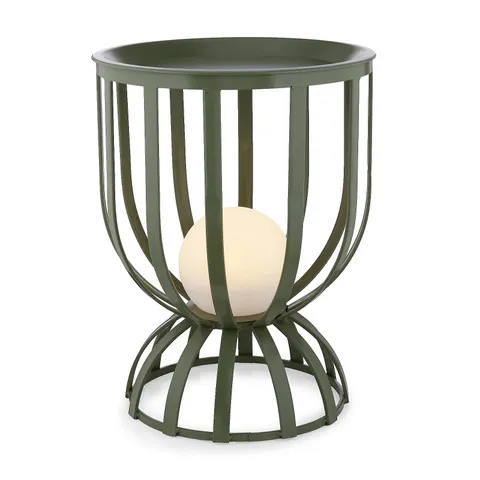 OUTLET ABODE OUTDOOR METAL SIDE TABLE WITH ORB LIGHT