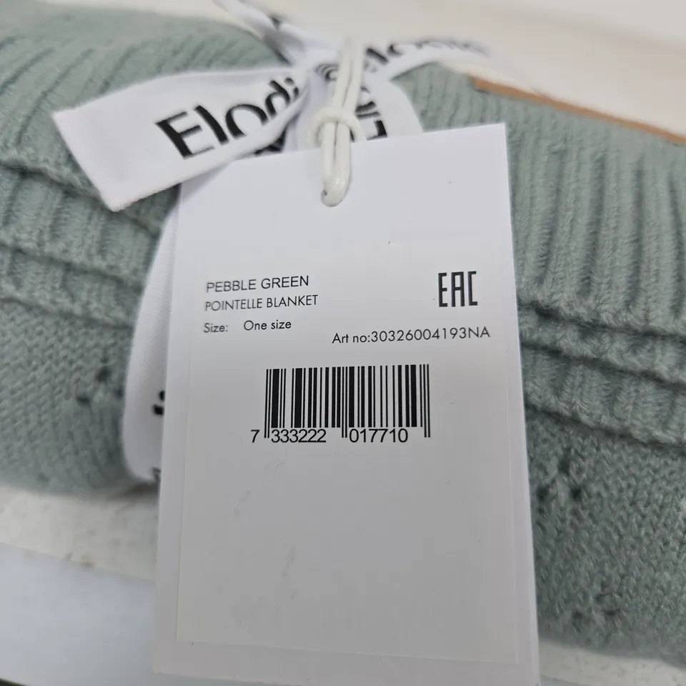 ELODIE PEBBLE GREEN POINTELLE BABY BLANKET – ONE SIZE