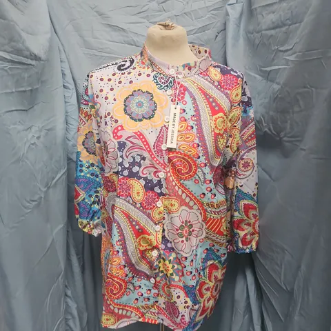 MADE BY JESSICA WOMEN'S PAISLEY PRINT BUTTON-FRONT SHIRT (SIZE L)