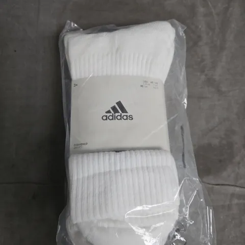 ADIDAS CUSHIONED SOCKS 3-PACK WHITE UK 6-7 