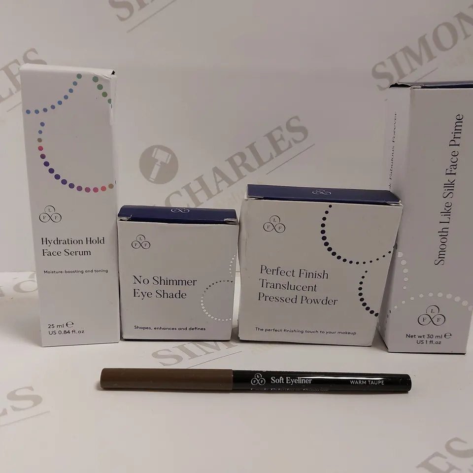 BOX OF APPROX 5 LOOK FABULOUS FOREVER ITEMS TO INCLUDE EYE SHADE, FACE SERUM, TRANSLUCENT PRESSED POWDER