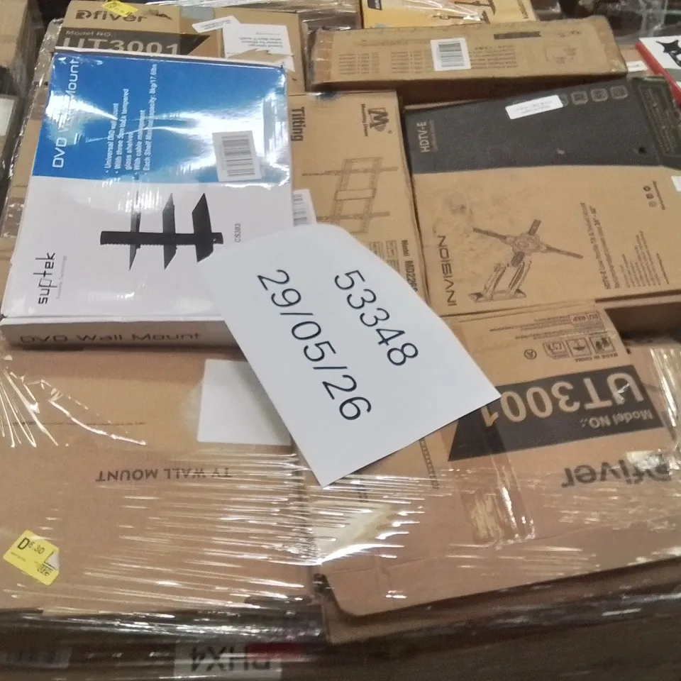 PALLET CONTAINING A LARGE QUANTITY OF WALL MOUNTED BRACKETS 