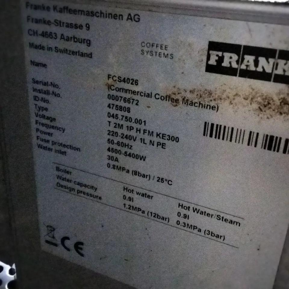 FRANKE FCS4046 COMMERCIAL COFFEE MACHINE 