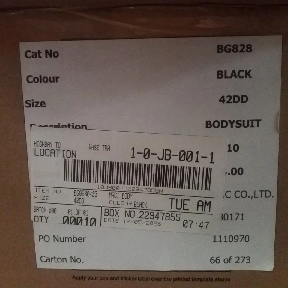 BOX CONTAINING APPROXIMATELY 10 BRAND NEW MAGISCULPT BLACK BODYSUITS - SIZE 42DD