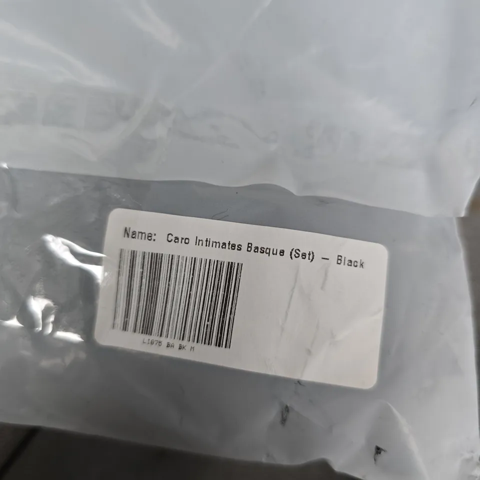 LOUNGE LACE BASQUE CORSET WITH GARTER STRAPS – BLACK – UK M