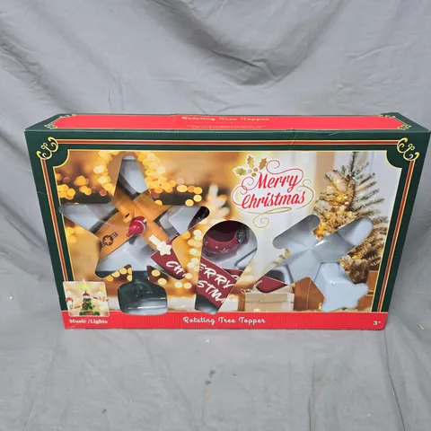 BOXED MERRY CHRISTMAS ROTATING TREE TOPPER