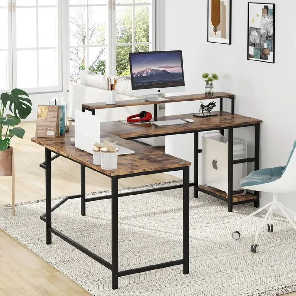BOXED FARIBAULT L-SHAPED COMPUTER DESK