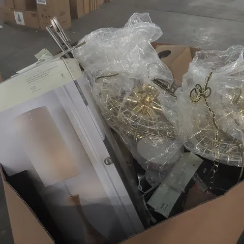 PALLET CONTAINING A LARGE QUANTITY OF ASSORTED DESIGNER LIGHTING PARTS ECT