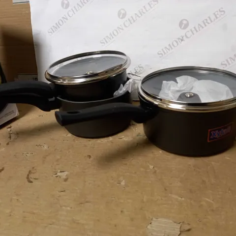 RUSSELL HOBBS PEARLISED 3 PIECE PAN SET