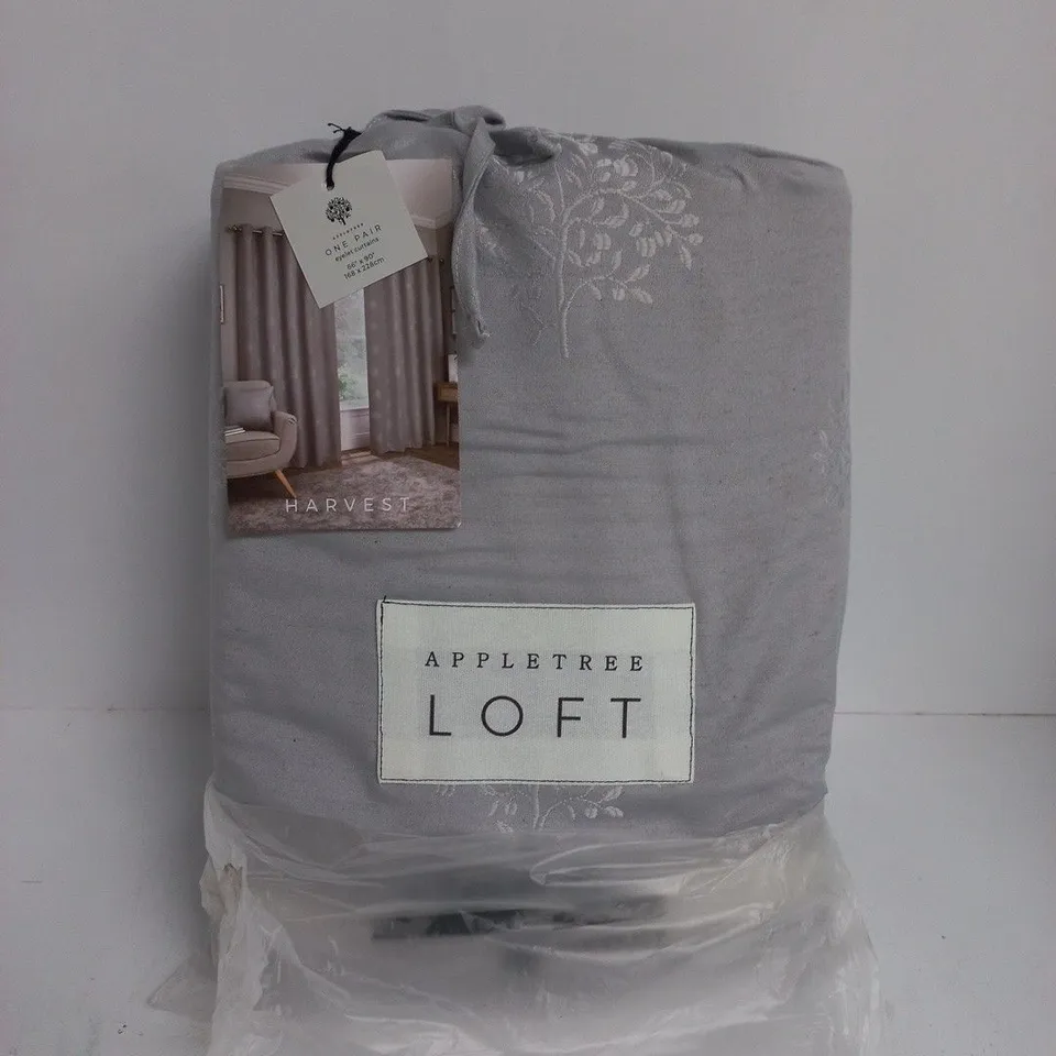APPLETREE LOFT EYELET CURTAINS IN SILVER - 66 X 90"