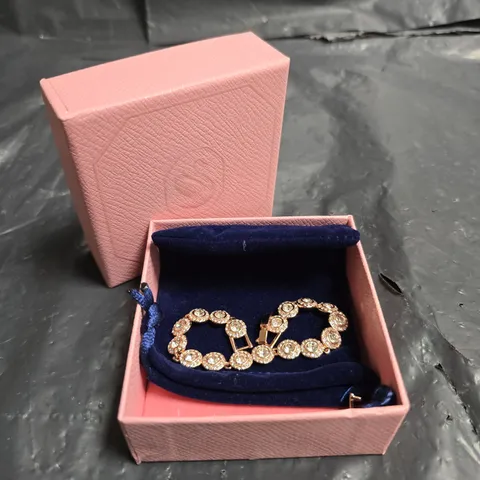 SWAROVSKI GOLD-TONE CRYSTAL BRACELET IN PINK PRESENTATION BOX