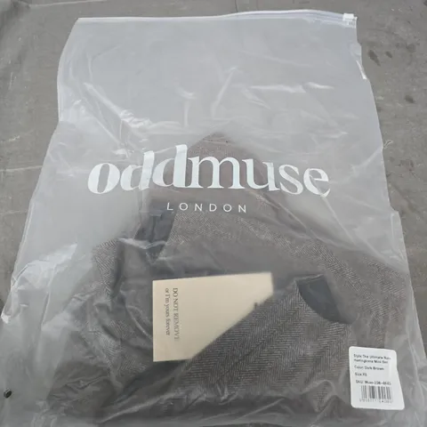 ODDMUSE LONDON THE ULTIMATE MUSE HERRINGBONE MINI SKIRT - DARK BROWN, XS