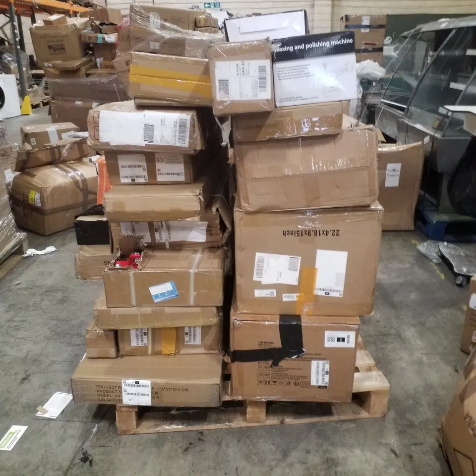 PALLET OF ELECTRICAL ITEMS AND HOUSEHOLD GOODS TO INCLUDE;LEAF BLOWER,WAXING AND POLISHING MACHINE,HAIR DRYER